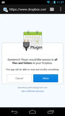 DynamicG Dropbox Plugin android App screenshot 2